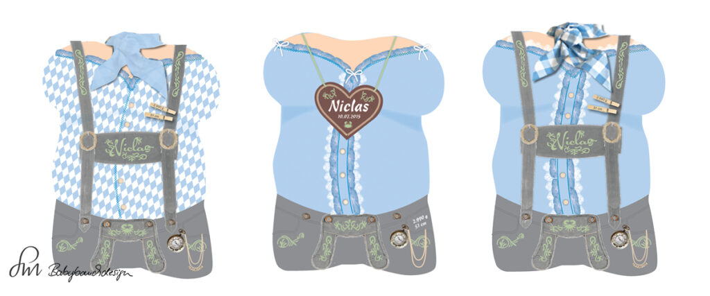 Gipsabdruck Babybauch Entwurf Lederhose