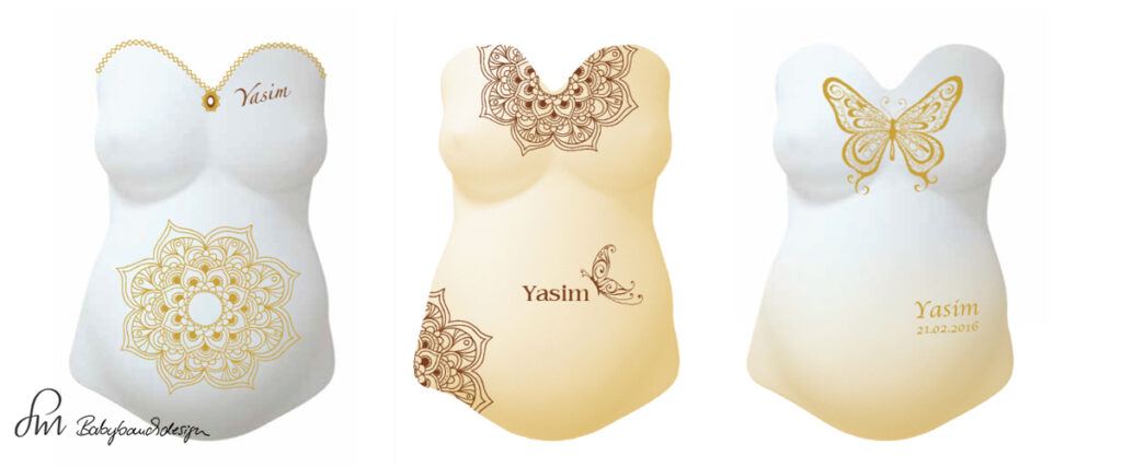 Gipsabdruck Babybauch Entwurf orientalisch Ornament